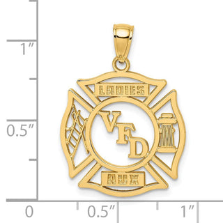 14k Yellow Gold Vfd Ladies Aux Shield Pendant