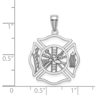 14k White Gold Fireman Shield Pendant