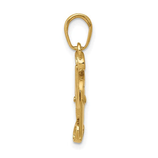 14k Yellow Gold 3-D Moveable Scissors Pendant