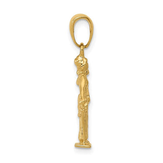 14k Yellow Gold 3-D Lady Of Justice w/Moveable Scales Pendant