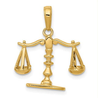 14k Yellow Gold 3-D Moveable Scales Of Justice Pendant