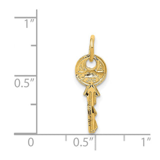 14k Yellow Gold Polished 3D Rounded Top Key Charm C313