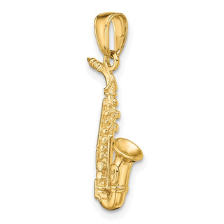 14k Yellow Gold 3-D Saxophone Pendant