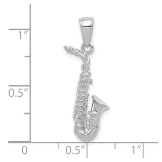 14k White Gold 3-D Saxophone Pendant