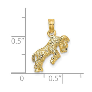 14k Yellow Gold 3-D Aries Zodiac Pendant