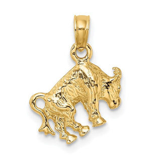14k Yellow Gold 3-D Taurus Zodiac Pendant