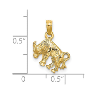 14k Yellow Gold 3-D Taurus Zodiac Pendant
