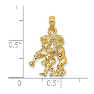 14k Yellow Gold 3-D Gemini Zodiac Pendant
