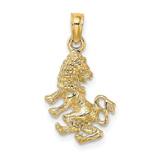 14k Yellow Gold 3-D Leo Zodiac Pendant