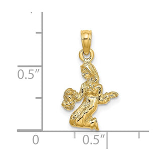 14k Yellow Gold 3-D Virgo Zodiac Pendant