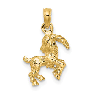 14k Yellow Gold 3-D Capricorn Zodiac Pendant