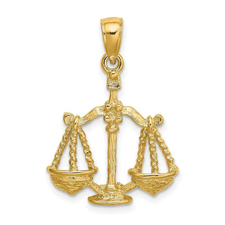 14k Yellow Gold Large Libra Zodiac Pendant