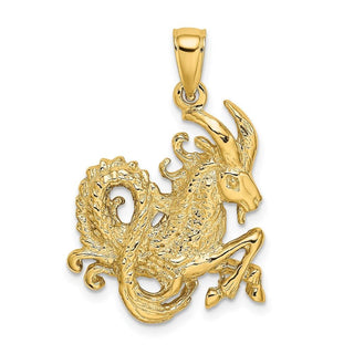 14k Yellow Gold Large Capricorn Zodiac Pendant
