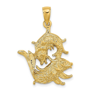 14k Yellow Gold Large Pisces Zodiac Pendant