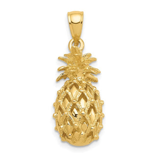 14k Yellow Gold 3-D Cut-Out Pineapple Pendant