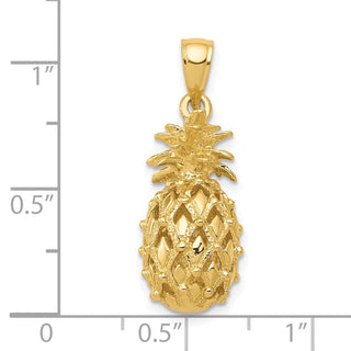 14k Yellow Gold 3-D Cut-Out Pineapple Pendant