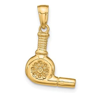 14k Yellow Gold 3-D Blow Dryer Pendant