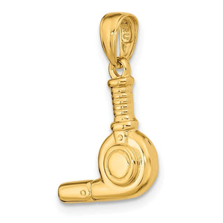 14k Yellow Gold 3-D Blow Dryer Pendant