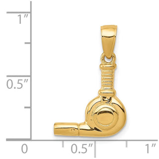14k Yellow Gold 3-D Blow Dryer Pendant