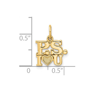 14k Yellow Gold P.S. I Love You Charm