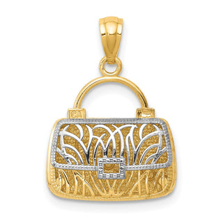 14k Yellow Gold and Rhodium Reversible Mom Handbag Pendant