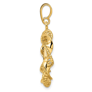 14k Yellow Gold 15mm Fancy Twisted Ribbon Prong Coin Bezel Pendant - Fits US $1 Type 2