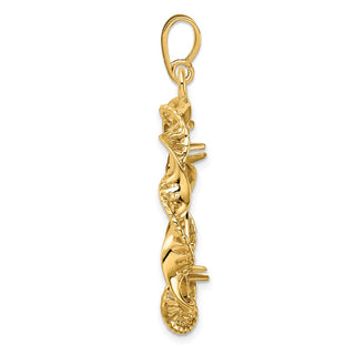 14k Yellow Gold 21.6mm Fancy Twisted Ribbon Prong Coin Bezel Pendant - Fits US $5 Bald Eagle and US $5 Congressional