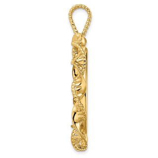 14k Yellow Gold 27.5mm Fancy Twisted Ribbon Prong Coin Bezel Pendant - Fits 20 Pesos