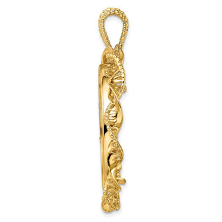 14k Yellow Gold 30mm Fancy Twisted Ribbon Prong Coin Bezel Pendant - Fits 1 oz Maple Leaf and 1/2 oz Cat