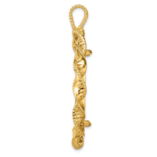 14k Yellow Gold 37mm Fancy Twisted Ribbon Prong Coin Bezel Pendant - Fits 50 Pesos and Centenario