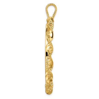 14k Yellow Gold 39.5mm Fancy Twisted Ribbon Prong Coin Bezel Pendant - Fits 4 Ducat