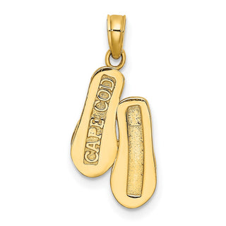 14k Yellow Gold 3-D Cape Cod Double Flip-Flop Pendant