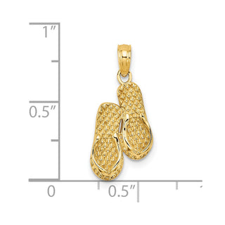 14k Yellow Gold 3-D Cape Cod Double Flip-Flop Pendant