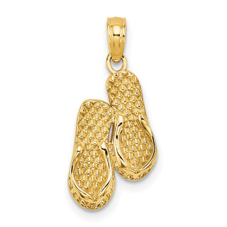 14k Yellow Gold 3-D Cape Cod Double Flip-Flop Pendant