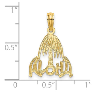 14k Yellow Gold Aloha Palm Tree Pendant