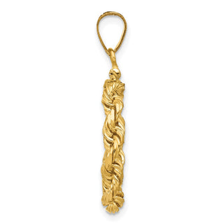 14k Yellow Gold Polished Rope and Diamond-cut 15.0mm x 0.8mm Screw Top Coin Bezel Pendant