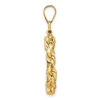 14k Yellow Gold Polished Rope and Diamond-cut 16.0mm x 1.35mm Screw Top Coin Bezel Pendant - Fits Maple Leaf