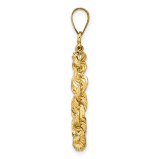 14k Yellow Gold Polished Rope and Diamond-cut 17.8mm x 1.35mm Screw Top Coin Bezel Pendant - Fits US $2.50 Liberty and Other Coins