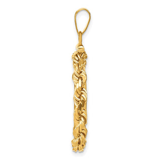 14k Yellow Gold Polished Rope and Diamond-cut 20.0mm x 2.1mm Screw Top Coin Bezel Pendant