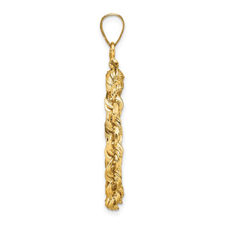 14k Yellow Gold Polished Rope and Diamond-cut 22.0mm x 1.9mm Screw Top Coin Bezel Pendant - Fits 1/4 oz American Eagle and Other Coins