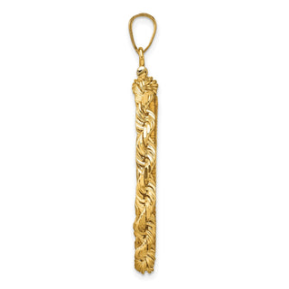 14k Yellow Gold Polished Rope and Diamond-cut 27.0mm x 2.35mm Screw Top Coin Bezel Pendant - Fits 1/2 oz American Eagle, US $10 Liberty, and Other Coins