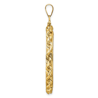14k Yellow Gold Polished Rope and Diamond-cut 30.0mm x 3.00mm Screw Top Coin Bezel Pendant - Fits 1 oz Maple Leaf and 1/2 oz Cat