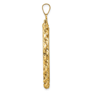 14k Yellow Gold Polished Rope and Diamond-cut 32.0mm x 2.85mm Screw Top Coin Bezel Pendant - Fits 1 oz Australian Nugget, 1 oz Kangaroo, 1 oz Panda, and Other Coins