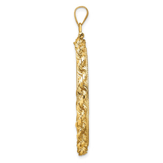 14k Yellow Gold Polished Rope and Diamond-cut 32.7mm x 3.00mm Screw Top Coin Bezel Pendant - Fits 1 oz American Eagle, 1 oz Cat, and 1 oz Krugerrand