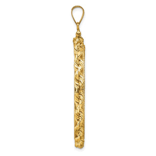 14k Yellow Gold Polished Rope and Diamond-cut 34.2mm x 2.85mm Screw Top Coin Bezel Pendant - Fits US $20 Liberty and US $20 St. Gaudens