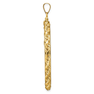 14k Yellow Gold Polished Rope and Diamond-cut 37.0mm x 2.85mm Screw Top Coin Bezel Pendant - Fits 50 Pesos and Centenario