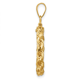 14k Yellow Gold 4mm Rope 16mm Screw Top Coin Bezel Pendant - Fits 1/10 oz Maple Leaf, Maple Leaf, and Other Coins