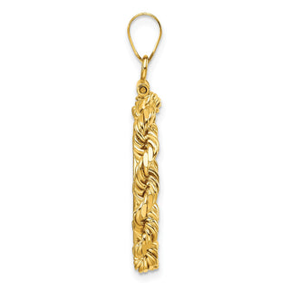 14k Yellow Gold 4mm Rope 18mm Screw Top Coin Bezel Pendant - Fits 1/10 oz Cat