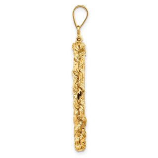 14k Yellow Gold 4mm Rope 27mm Screw Top Coin Bezel Pendant - Fits 1/2 oz American Eagle, US $10 Liberty, and Other Coins