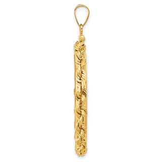 14k Yellow Gold 4mm Rope 30mm Screw Top Coin Bezel Pendant - Fits 1 oz Maple Leaf and 1/2 oz Cat